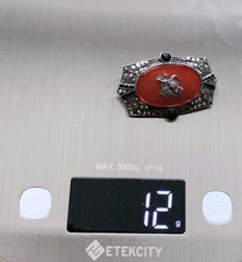 Art Deco Sterling Silver Carnelian Marcasite Brooch | 12 grams