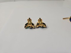 VTG Juliana Brooch & Clip on Earrings Green Blue Rhinestones Goldtone