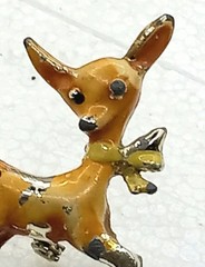 Vintage Mid Century Enamel DEER Brooch, Reindeer Scatter Pin 1940s To The 1960s