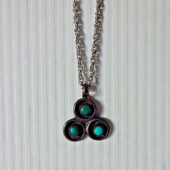 VTG C. 1976 TURQUOISE RAIN CLOUD STERLING SILVER 925 PENDANT, 18 IN CHAIN SIGNED