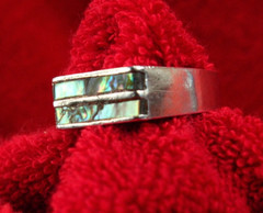 Vintage 1960s sterling silver abalone / mop ring 925 size 8.75 Bahamas