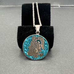 925 Vingage signed Taxco, MX. Silver Pendant and Braclet W/ Turquoise chip inlay