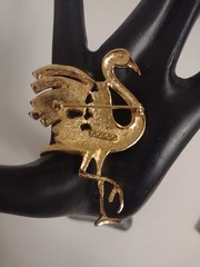 Vtg GIORGIO Gold tone Pave Duchess Of Windsor Flamingo Bird Brooch Pin Jewelry