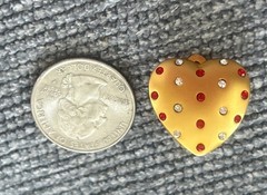 Vintage Signed MMA Gold Plated Heart Crystal Clip Earrings