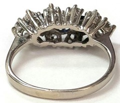 14k White Gold Sapphire & Diamond Ring Size 5.25
