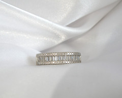 Sterling Silver 925 Baguette Channel Set CZ Designer Signed Band Ring Size 7