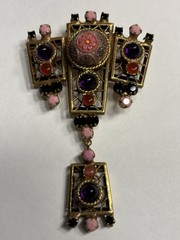 Rare Juliana D & E Moroccan Matrix Brooch & Earrings Set Book Piece
