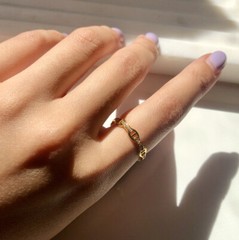 Dainty Anchor Mariner Link Chain Ring 18K Gold Filled Sterling Silver | Size 9