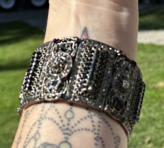 Cookie Lee Cuff With Faceted Black Crystals Vintage
