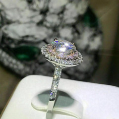 3.00Ct Lab-Created Diamond Wedding Engagement Double Ring 14K White Gold Plated