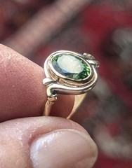 Antique 10k Yellow Gold Green Tourmaline Ring — Size 5.75