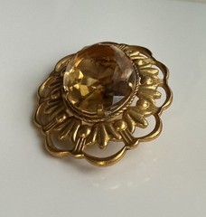 Vintage Soviet gold-plated yellow brooch pin