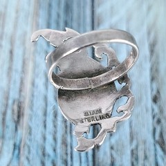 Vintage Thai Nielloware Siam Sterling Silver Goddess Ring, Size 7