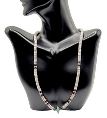 Southwestern USA Heishi Olive Shell Turquoise Stone Center Handcrafted Necklace