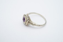 Vintage 18k White Gold Amethyst Ring Size 5.75 Art Deco