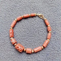 Italy Coral Bracelet 100% Natural Coral Handmade Bracelet Coral Gemstone Jewelry