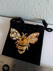 Vintage Swarovski Crystal Bumble Bee Brooch Pin Gold Toned Retired Signed