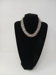 925 Sterling Silver Vintage Necklace Layered Multi Strand Statement Chain