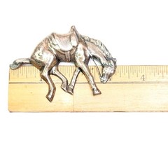 Sterling Silver Horse Brooch Large Bucking Bronco Western Rodeo Equestrian 3-1/8