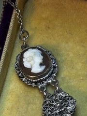 Antique Cameo Necklace “Italian” Filigree 16.5” 800 Silver