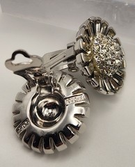 Marcel Boucher 5054 Rhinestone Clip On Earrings Silver Tone Baguette Signed VTG