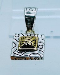 Vintage unique style Two Tone square shape Pendant charm fashion jewelry