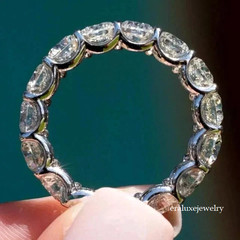 4Ct Round Cut Lab Created Full Eternity Wedding Band Ring 14K White Gold Plated