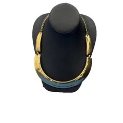 Vintage P&Y Brushed Gold‑Tone U‑Shaped Choker Necklace • Chic Retro Modernist