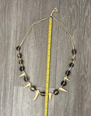 Vintage Handmade Knotted Carved Shell Boho Tribal Necklace