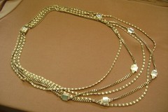 VINTAGE MULTIPLE 5 CHAIN FILIGREE PUSH LOCK CLOSURE GOLD TONE NECKLACE