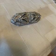 VTG Coro Duette Silver Tone Rhinestone Art Deco Convertible Dress Clips Brooch
