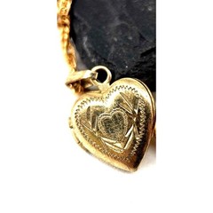 Heart Dainty Locket pendant necklace 14K gold filled etched small 0.5″ inches