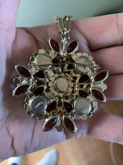 Juliana D&E Book Piece Iridescent AB Layered Flower Pendant /Brooch Marquise