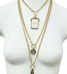 Chunky Curb Chain Charm Holder Necklace in Gold tones Pocket Watch Chain Lanyard