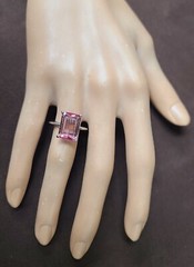 Vintage 14k white gold engagement ring 5.27ct. Natural Pink Tourmaline