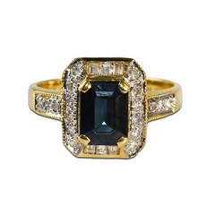 14K Yellow Gold Sapphire & Diamond Ring 4.6g