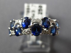 WIDE 2.46CT DIAMOND & AAA SAPPHIRE 18KT WHITE GOLD OVAL & ROUND ANNIVERSARY RING