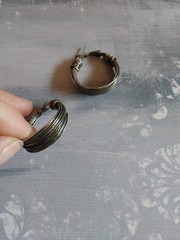 Vintage hoop earrings silver tone metal wire wrap with post 1 1/8″ diameter