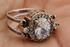 Turkish Reversible Oval London Blue and White Topaz 925 Sterling Silver Ring