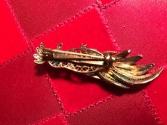 ANTIQUE CHINESE SILVER ENAMEL COCKATOO PARROT PIN 800 SILVER CHINA