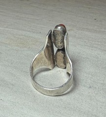 Vintage Sterling Silver red agate Stone Art Deco fine gem Jewelry Ring size 6