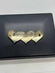 Sterling silver triple heart etched brooch pin