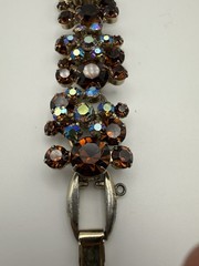 DeLizza & Elster (D &E) Juliana Cognac & Iridescent AB Rhinestone Bracelet 6.75”