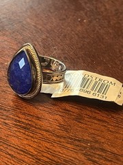 Anna Beck 18K Gold Plated Sterling Silver Faceted Teardrop Blue Quartz Ring SZ 7