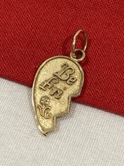 Vintage Ma 14k Solid Yellow Gold “Best Friends” Cut Out Half Heart Pendant 0.66g