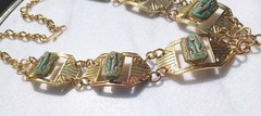 DESTASH! VINTAGE NEIGER EGYPTIAN PENDANT SPHINX GLASS CABACHON NECKLACE BRACELET