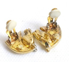 Authentic HERMES Vintage Horse Earrings Metallic #2796