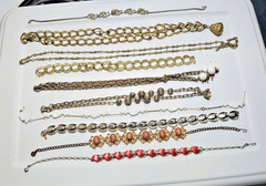 Lot 10 Unique Vintage Costume Jewelry Necklaces-Gold and Silver Tones Nice Asst.