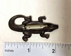 Alligator pin and earring set- Dangle earrings- Antique brass finish