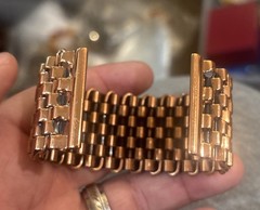 VTG RENOIR Copper Modernist Basket Weeve Bracelet Signed Mid Century 1950s MCM